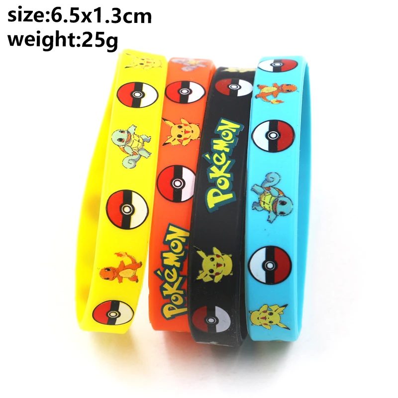 Pokemon Silicone Bracelet Pocket Elf Pikachu Kids Cartoon Bracelet Children's Wristband Bracelet Cute Print Jewelry Party Gfts