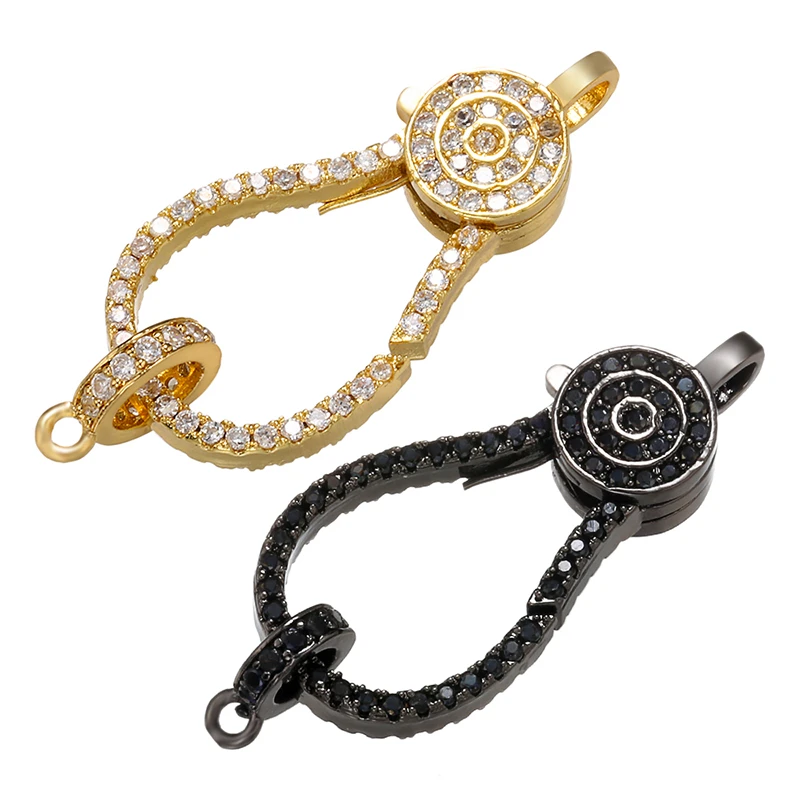 ZHUKOU 13.5x27.5mm gold and black brass crystal  clasp hooks for women necklace bracelet jewelry accessories model:VK85
