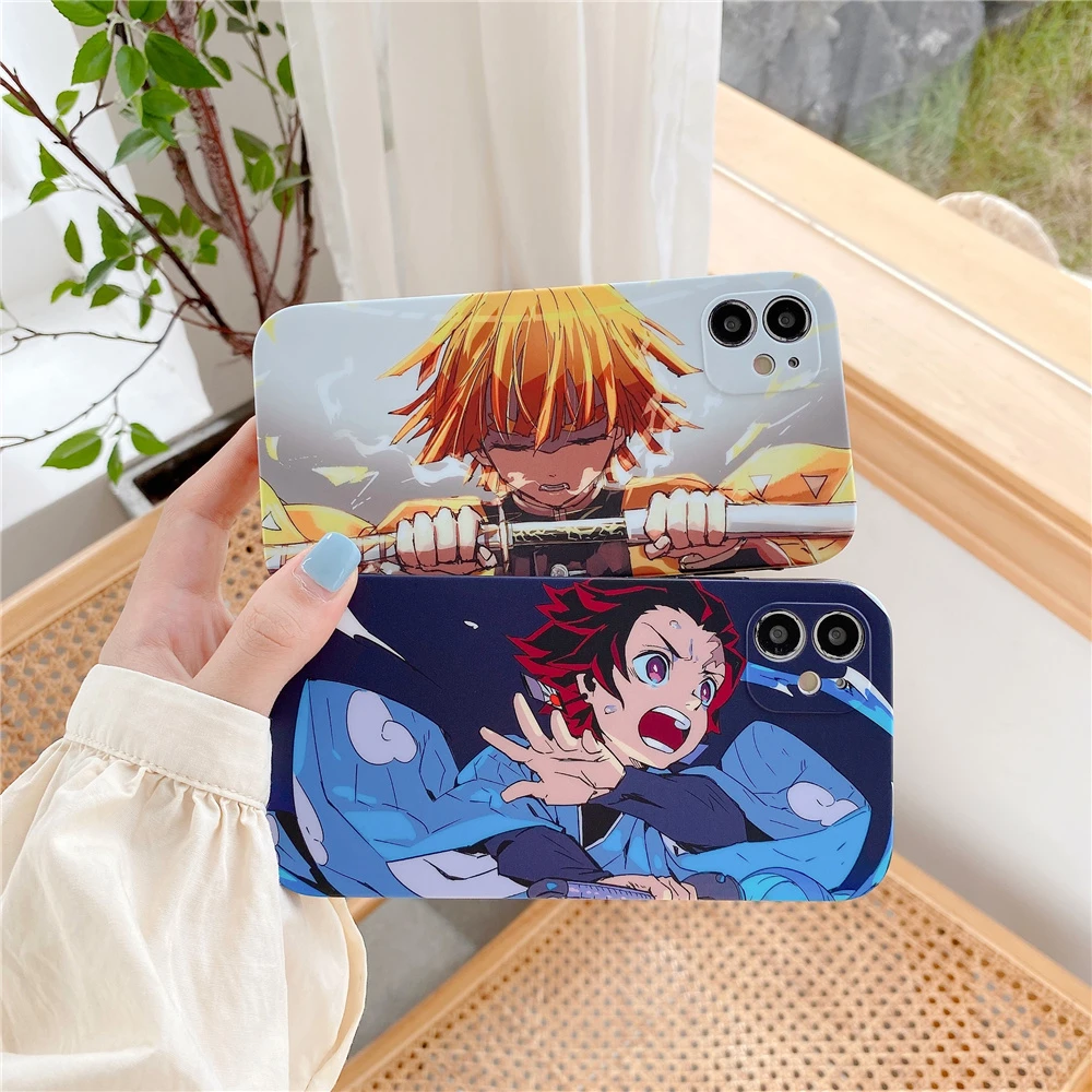 Japan Anime Kimetsu No Yaiba Demon Slayer Kamado Tanjirou Phone Case For iphone 13 12 11 Pro X XS Max XR 7 8 Plus Soft Cover