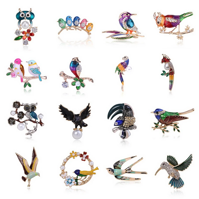 Fashion Flying Animal Cute Bird Brooch Swallow Owl Parrot Color Enamel Pin Jewelry Gift Pin Brooch Clothing Accessories Jewelry