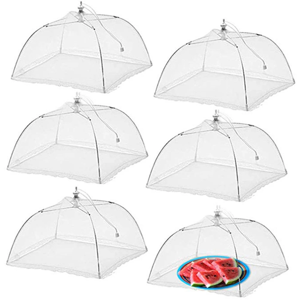 Foldable Household Washable Mesh Food Lid Picnic Barbecue Party Anti Fly Mosquito Net Tent Food Cover Umbrella Kitchen Gadgets