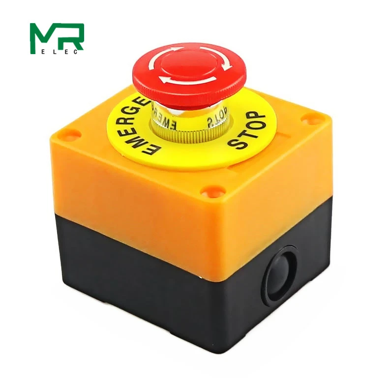 1PCS Plastic Shell Red Sign Push Button Switch DPST Mushroom Emergency Stop Button SwitchAC 660V 10A NO+NC LAY37-11ZS