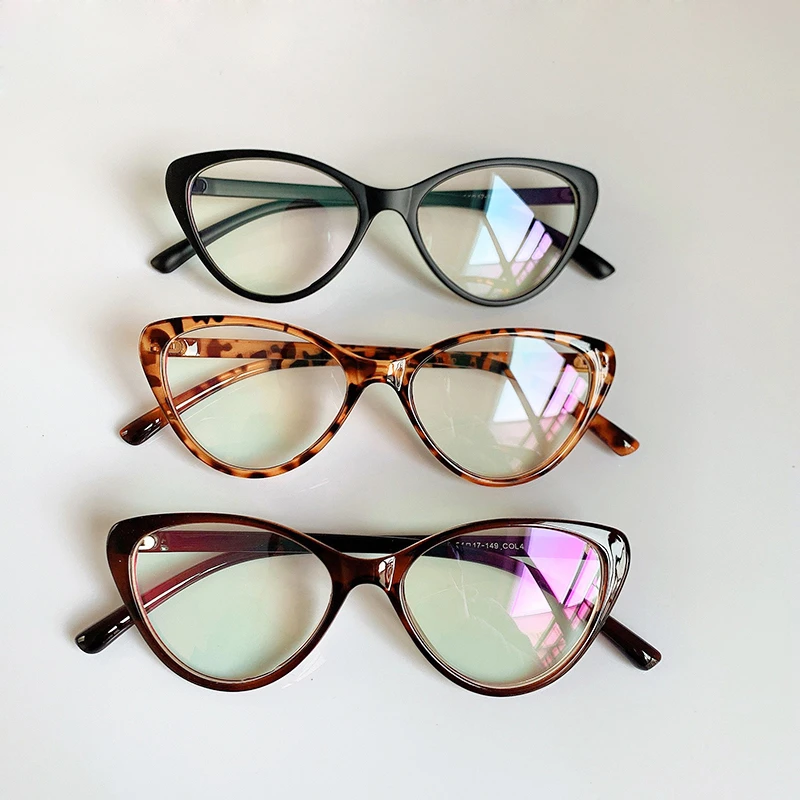 Trendy Spectacle frame cat eye Glasses frame Women clear lens brand Designer Eyewear optical myopia nerd black purple eyeglasses