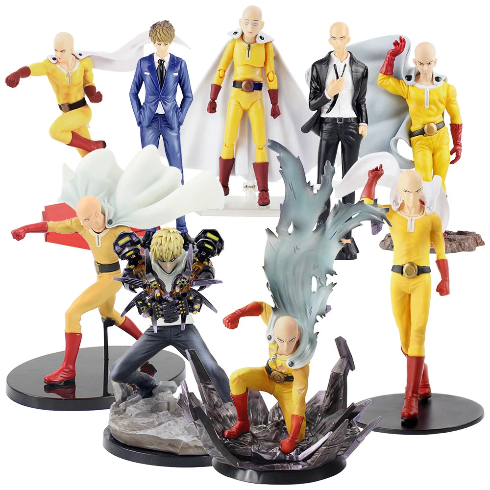 8-25cm Anime One Punch Man Saitama Sensei Genos Cannons Robot PVC Action Figure Collection Model Toys Gifts Brinquedos