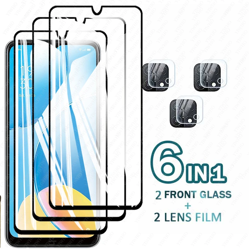 Tempered Glass for Oppo A15s A73 A93 A74 A94 A92 A93 A52 A72 5g Case Full Camera Screen Protector Lens Cover for A15 F17 F19 Pro