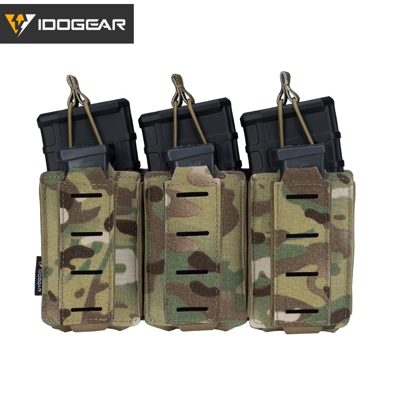 IDOGEAR Tactical LSR 9mm 556 Mag Pouch Triple Mag Carrier MOLLE Pouch Laser Cut Airsoft 3570