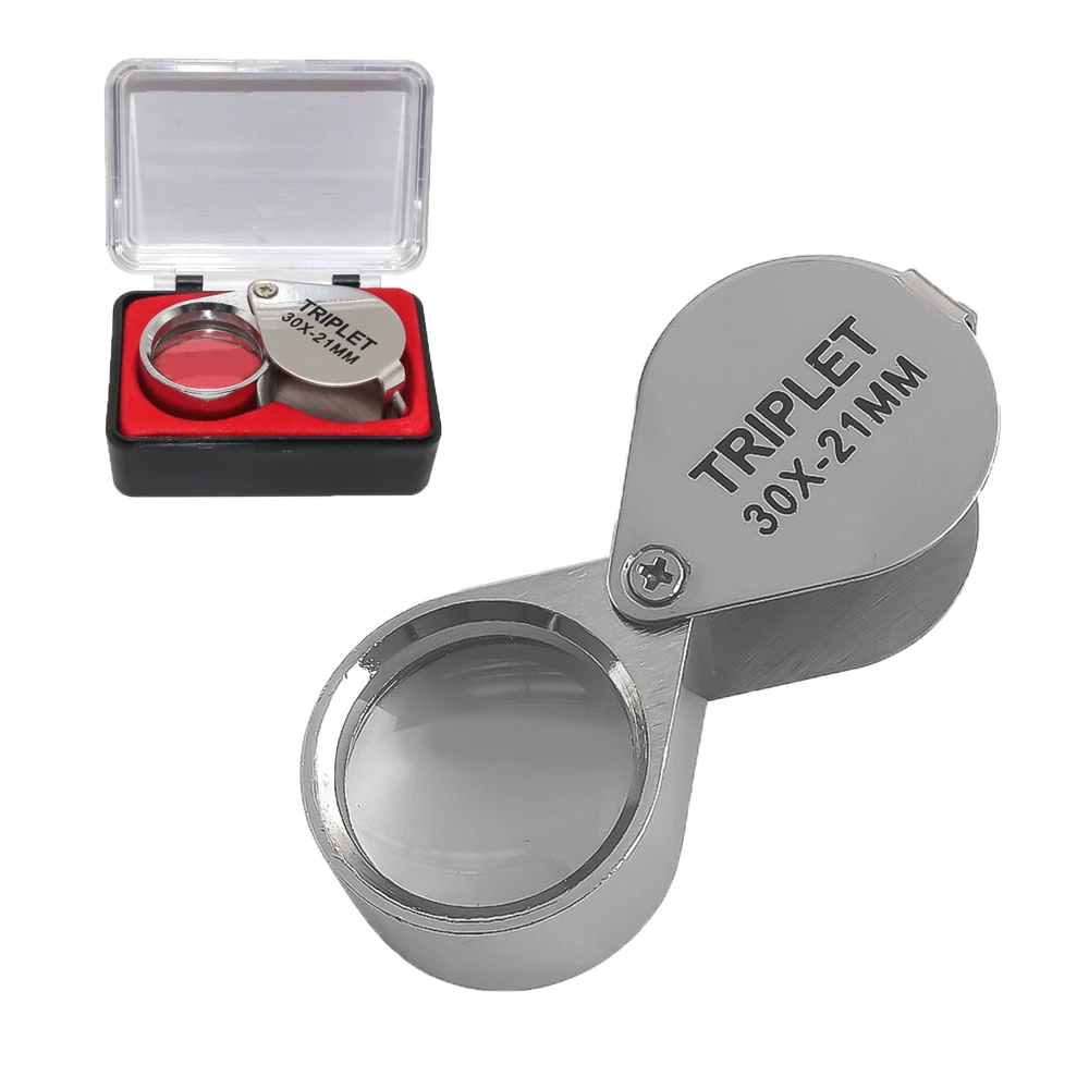 Folding Jewllery Loupe Portable Magnifying Glass Pocket Size Lovely Jewllery Magnifier Glasses 10X 20X 30X Magnification Metal
