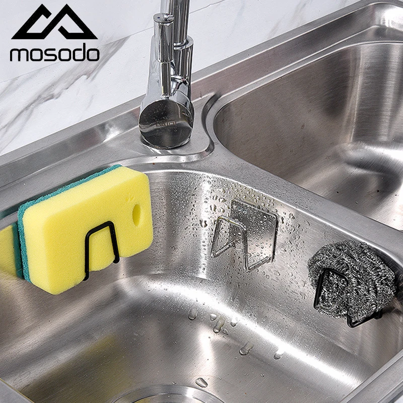 Mosodo Stainless Steel Sponges Holder Kitchen Sink Organizer Multifunction Sink Sponge Drain Rack Home Storage Holder Organizer