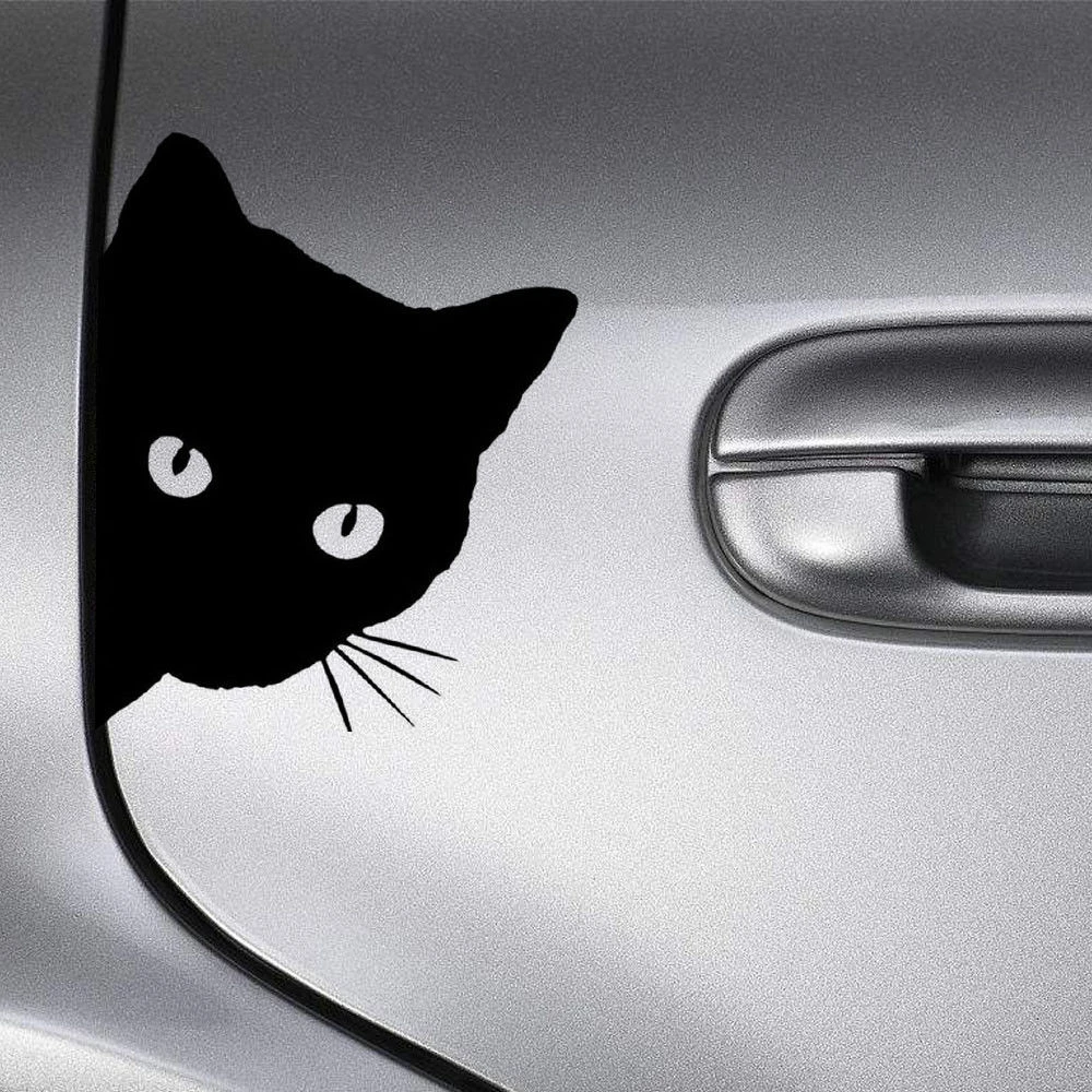 Cat Peeking Sticker for Car Black/White Funny Vinyl Decal Car Styling Decoration Accessories 15*12cm