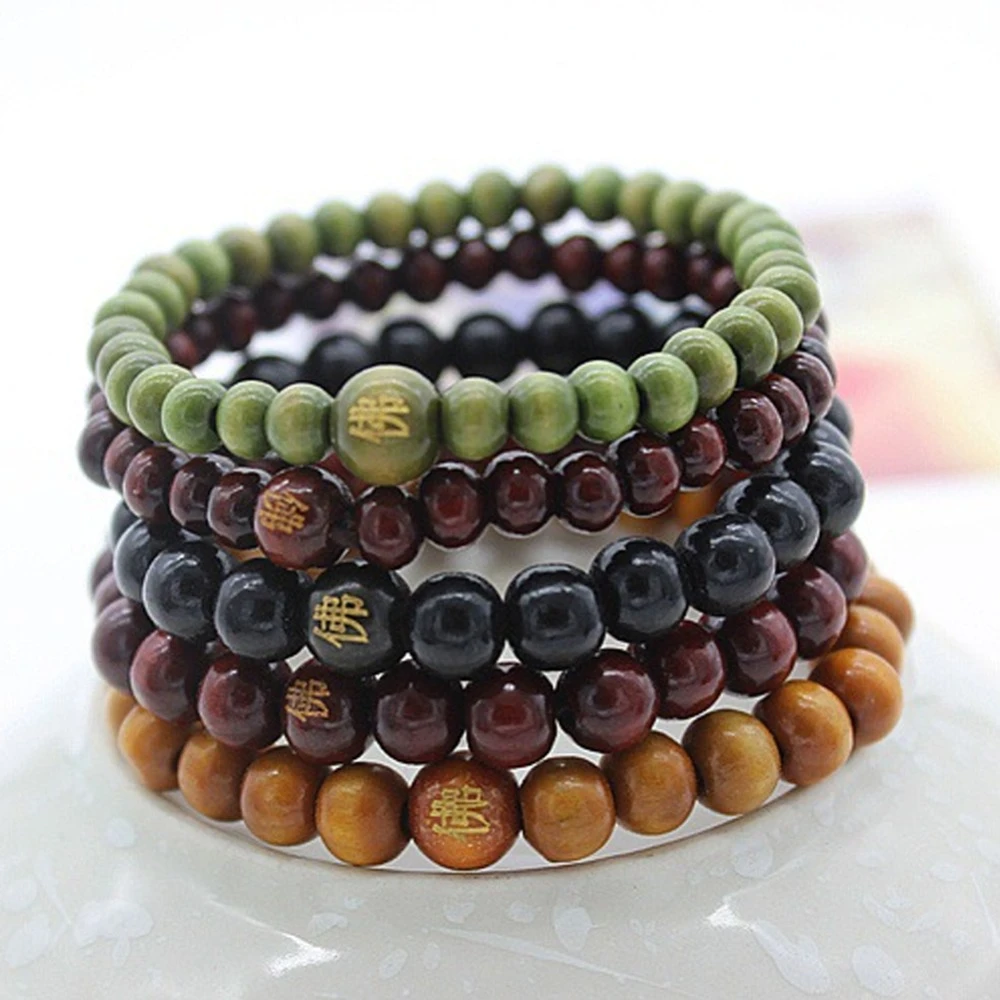 6/8mm Natural Sandalwood Buddhist Buddha Meditation Beads Bracelet For Women Men Prayer Bead Rosary Hanging Decoration #280748