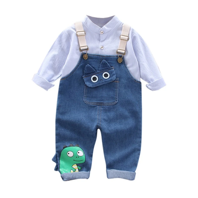 Autumn Casual Boys Clothing Sets Autumn Kids Formal Suits Long Sleeve Shirt+Suspenders Trousers Casual Boy Clothes