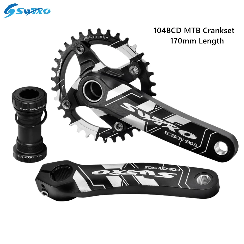 SWTXO Mountain Bike Crank Arm Set 170mm 104 BCD Bicycle Crankset Bottom Bracket Chainring Bolts for Shimano, FSA, Giant ATX770
