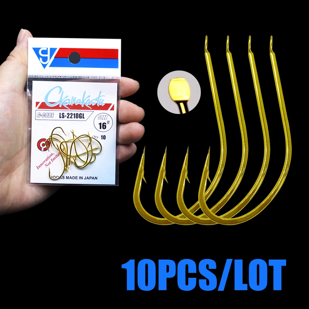 10pcs/lot No Ring Carp Fishing 1#-18# all size  Gold Maruseigo Hook Hooks Seawater and Fresh Water Hooks gamakatsu