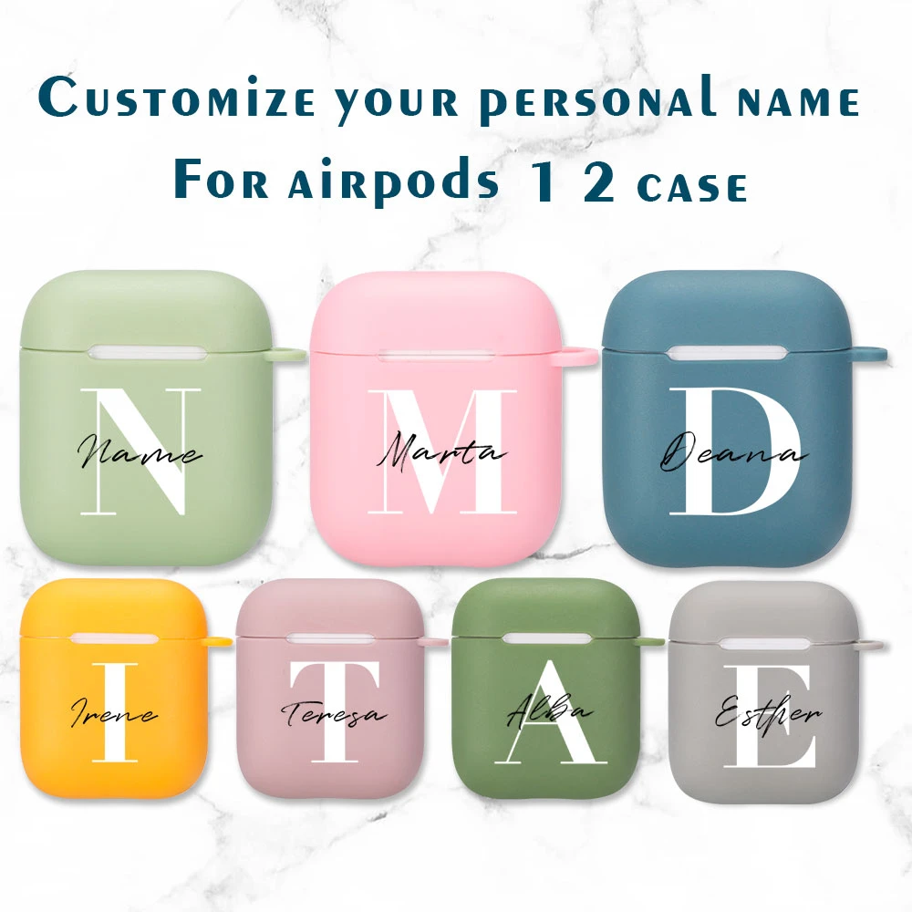 Custom Personalized initial name combination For Airpods Case 1 2 Silicone Soft Transparent Earphone Case For Give Girl Boy