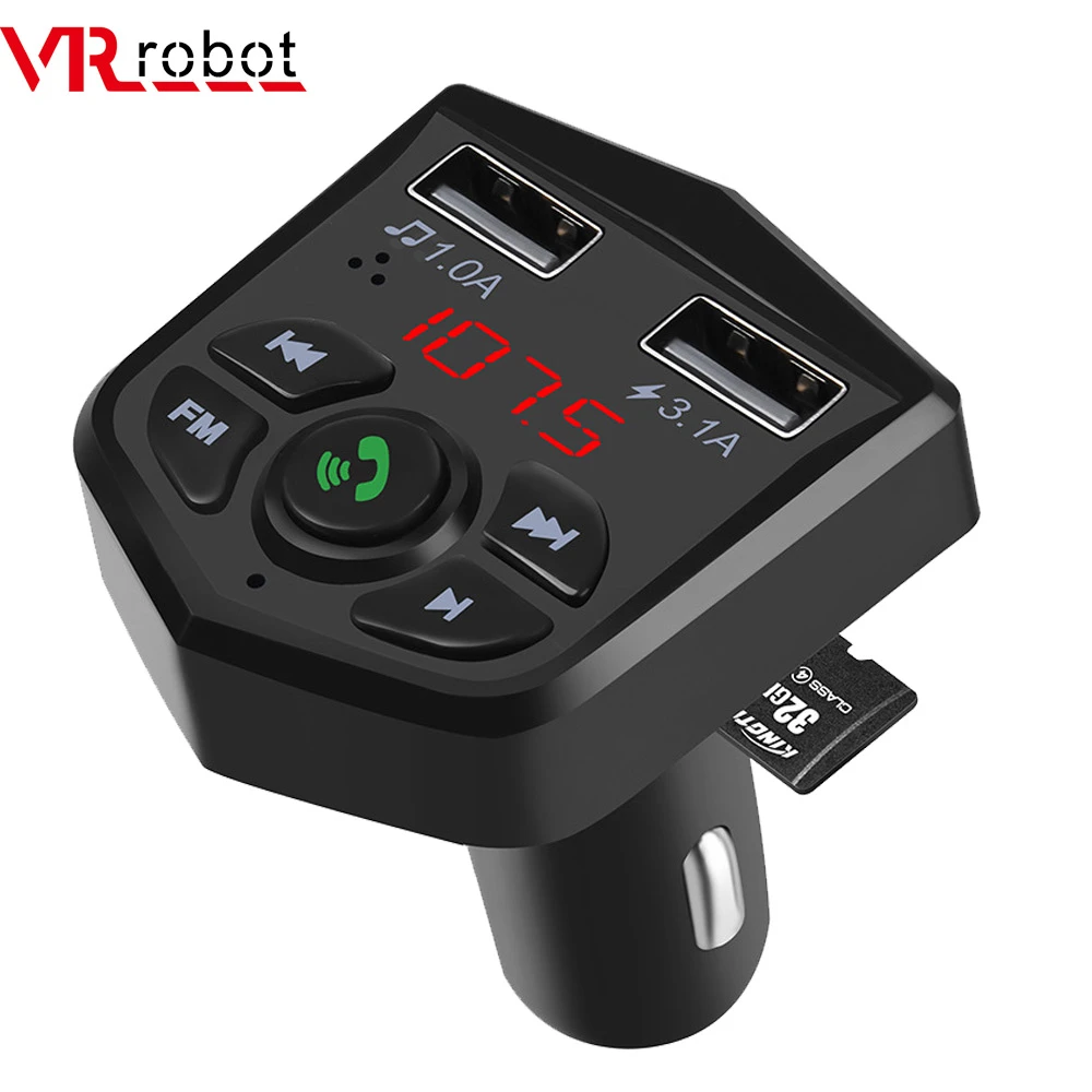 VR robot Bluetooth FM Transmitter Modulator Wireless Handsfree Car Kit 5V 3.1A Dual USB Charger Adapter Audio Car MP3 Player