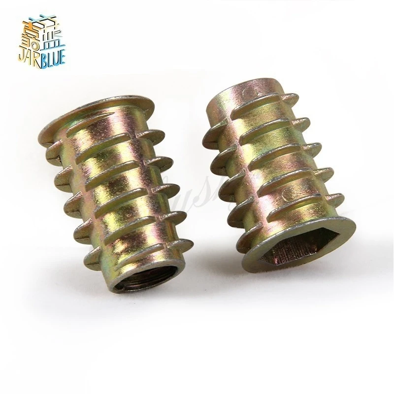 M4 M5 M6 M8 Zinc Alloy Thread For Wood Insert Nut Flanged Hex Drive Head Furniture Nuts