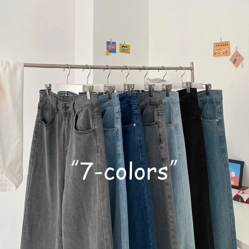 PR Men's Jeans Casual Male Trouser Streetwear Oversize Pants Hong Kong Style Wide Leg Men Pant Straight Couple Baggy Man Trouser