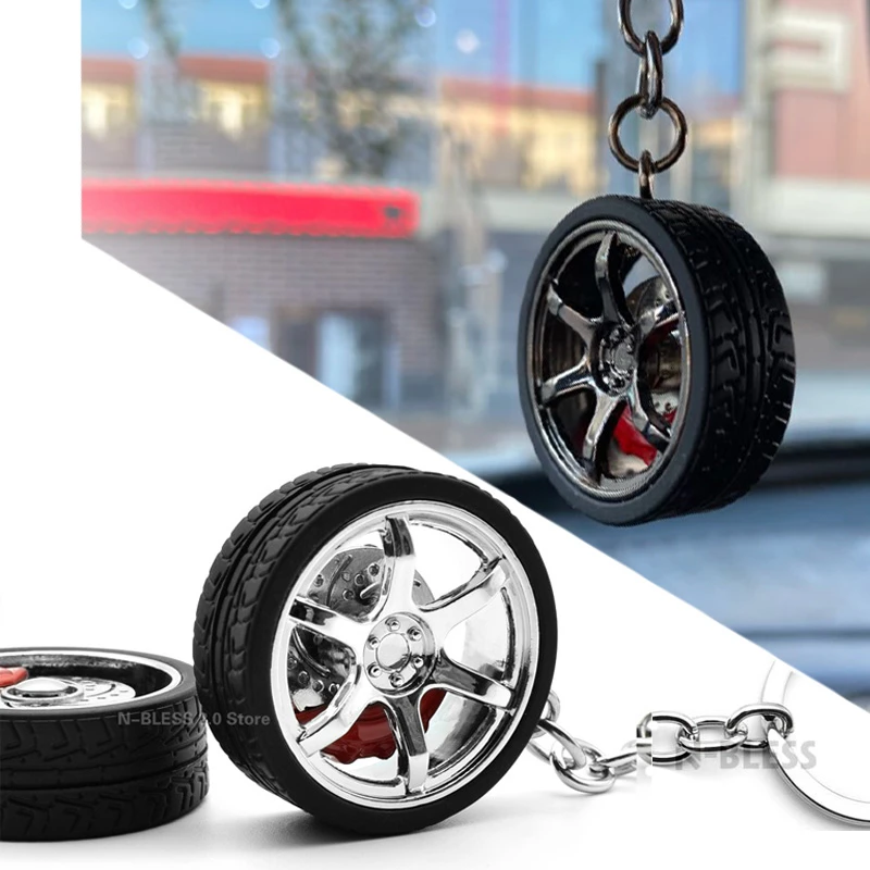 Luxury 3 color Auto Turbo Hub Keychain ET37 RIM wheel keychain Alloy Car wheel keychain key ring metal with Brake discs For BMW