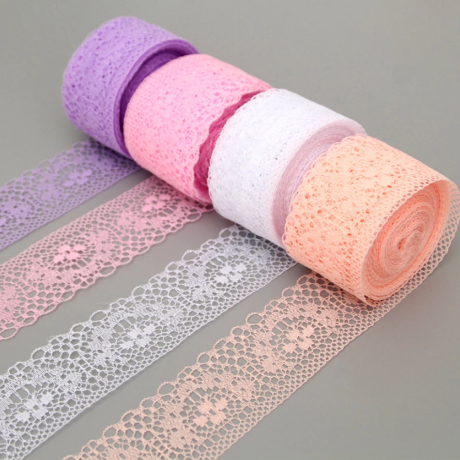 10Yard/Lot Cotton White Lace Trim Fabric Craft DIY Natural Lace Ribbon Sewing Clothing Embroidery Wedding Party Accessories 40mm