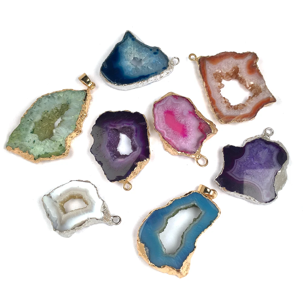 Natural Stone Pendants Charm Irregular Agates Necklace Pendant for Jewelry Making Size 20x30-25x45mm