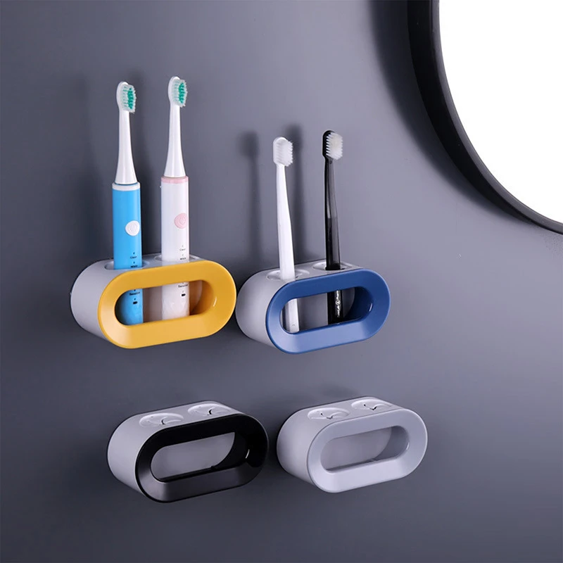 Double Hole Toothbrush Rack Bathroom Electric Toothbrush Holder Punch-free Toothbrush Storage Rack bathroom accessories