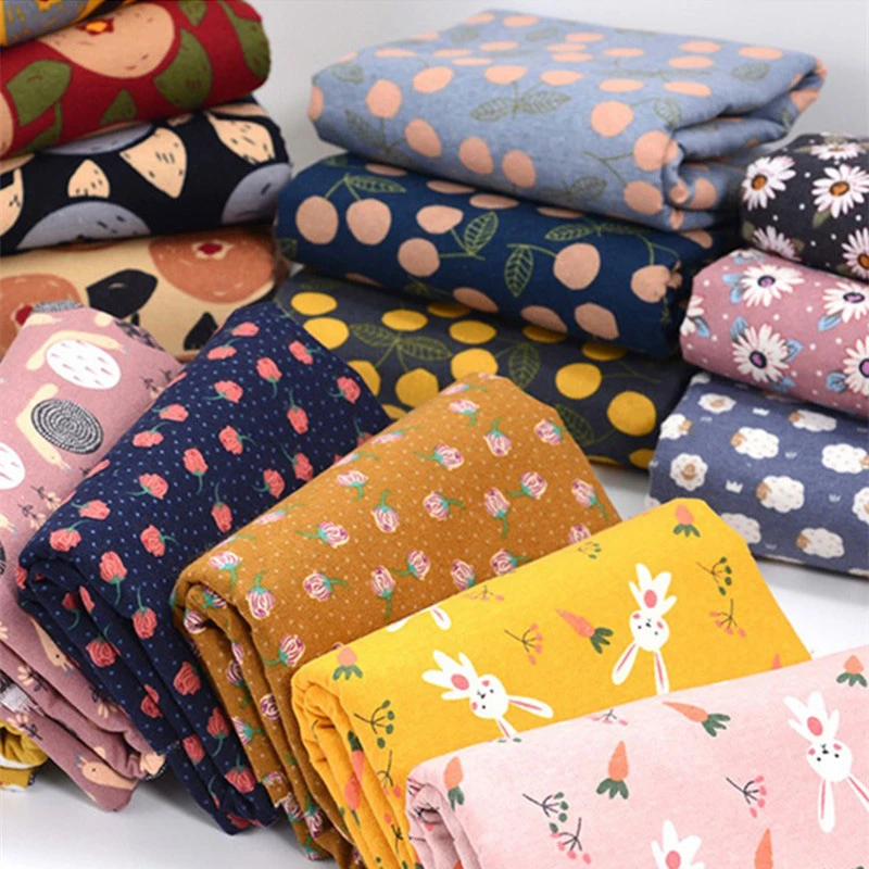 Half Meter Baby's Flannel Fabric Cartoon Flower Print 100% Cotton Brushed Flannel Tissue For Garment Shirt Pajamas T1076