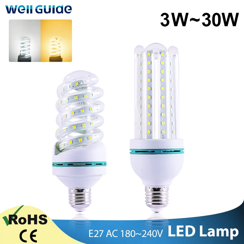 LED Bulb E27 E14 LED Lamps 30W 20W 16W 12W 9W 5W 2835SMD AC 220V 240V lampara Energy-saving led Corn lamp Table light Bombillas