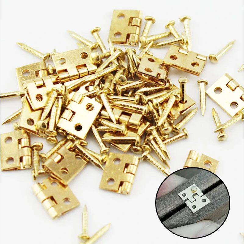 20/50pcs mini metal hinges 8x10mm golden decorative door hinges wooden gift jewelry box hinges accessories furniture hardware na