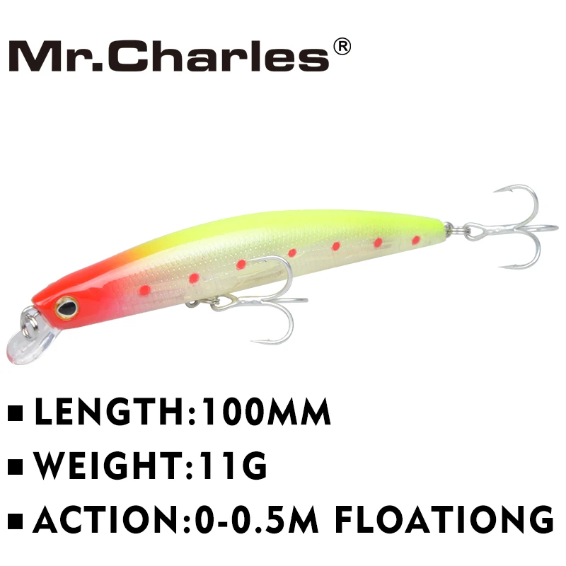 Mr.Charles CMC003 Fishing Lure 100mm/11g 0-0.5m Floating Minnow Hard Bait Carp Fishing Fresh Water Sea Fake Lure