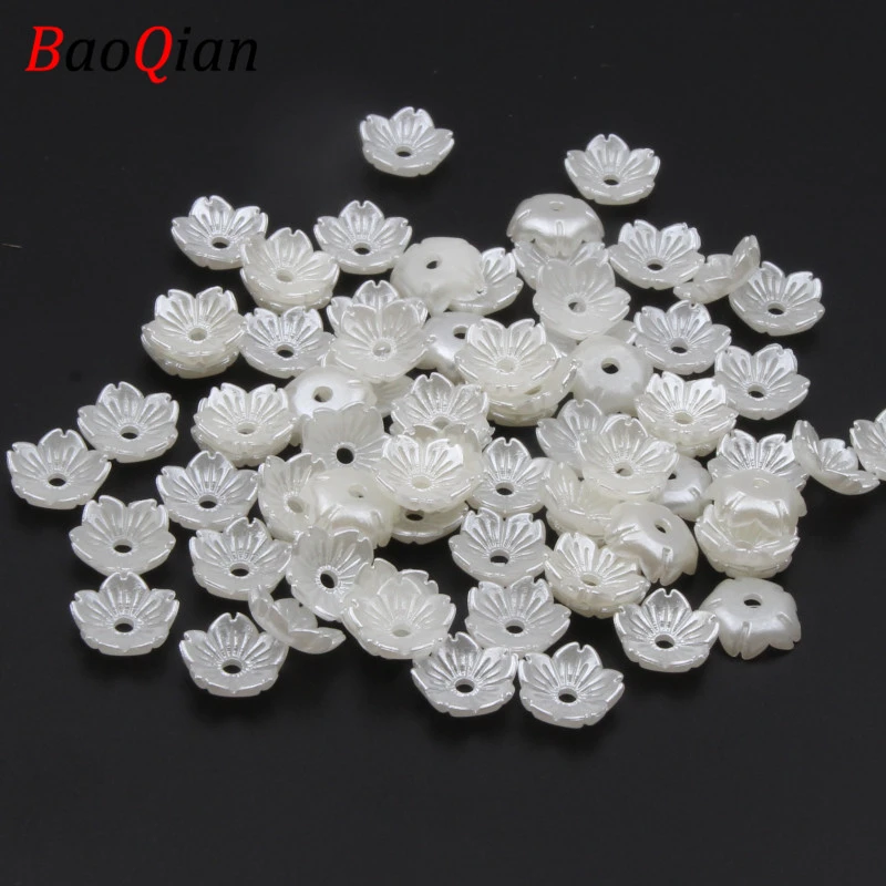 100PCS Flower-shaped Imitation Pearl Beads DIY Charm Acrylic Beads Making Necklace Bracelet Jewelry Accessories 8/10mm