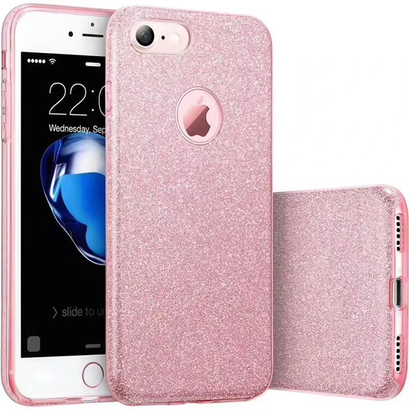 Case For iPhone 7 8 Plus 8plus X XR XS Max 11 Pro 12 Mini SE 2020 6 6S Glitter Bling Girl Women Cover Pink Phone Accessories