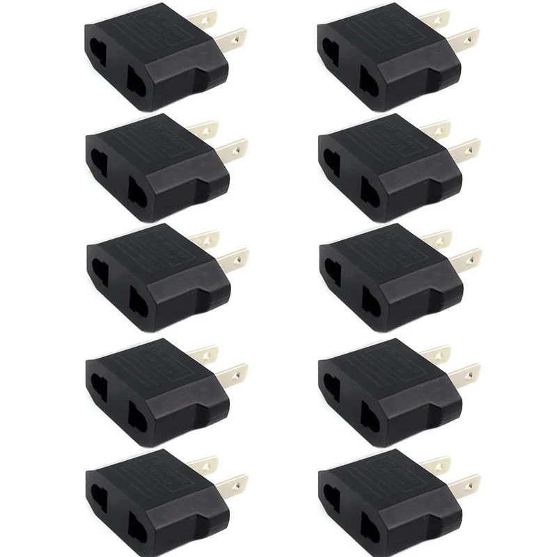 10pcs European Euro EU to US USA Plug Travel Charger Adapter Outlet Converter B85B