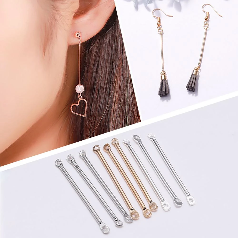 50pcs/lot 15-40 mm Double Cylinder Bar Earrings Connecting For Jewelry Making Earring Findings DIY Ear Jewelry Supplies
