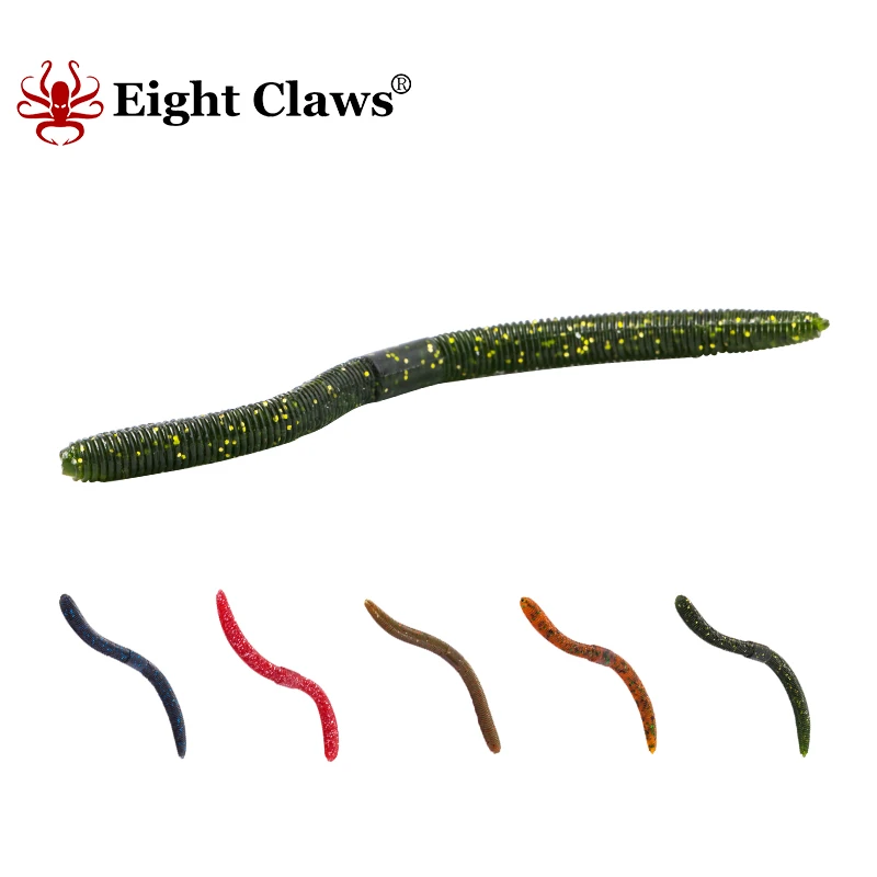 EIGHT CLAWS Earthworm Soft Fishing Lure 10cm 2g 10pcs/bag Slow Sinking Wobbler Trout Lure Worm Soft Baits 60mm 80mm Sea Worms