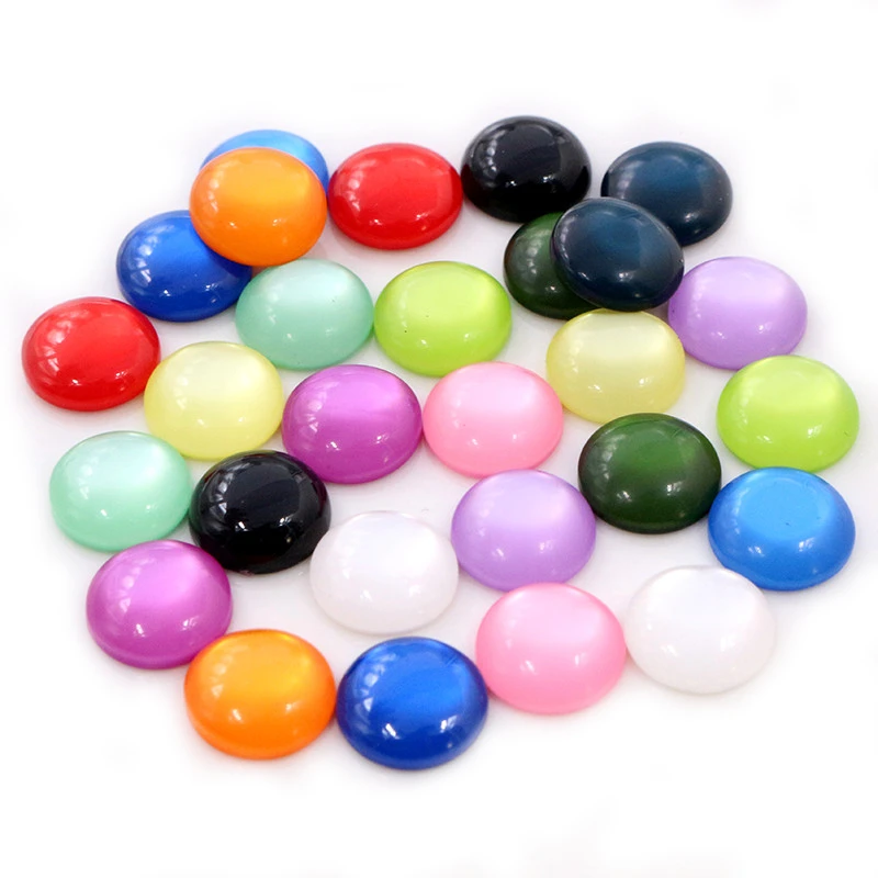 New Fashion 40pcs 12mm Mix Colors Cat's eye Series Flat back Resin Cabochons Jewelry Accessories Wholesale Supplies