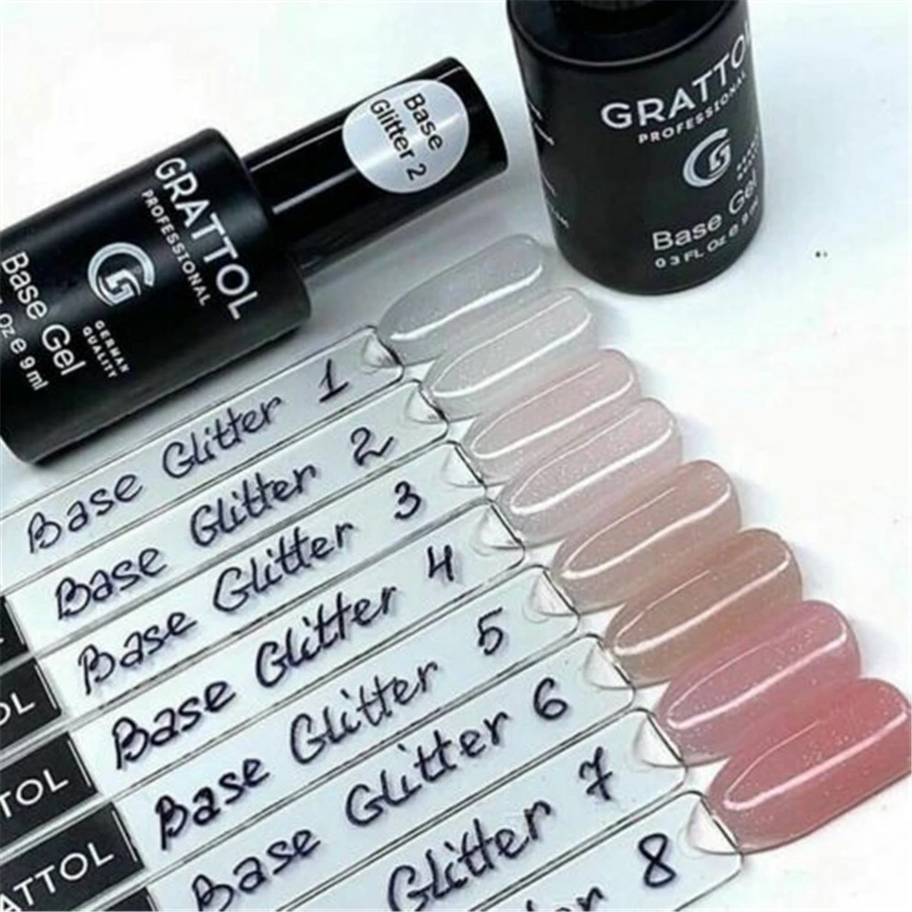 GRATTOL Professional Hybrid Varnishes Glitter Base Gel Nail Polish 9ml Manicure Semi Permanent UV Gel Nail Lacquer Soak Off Base