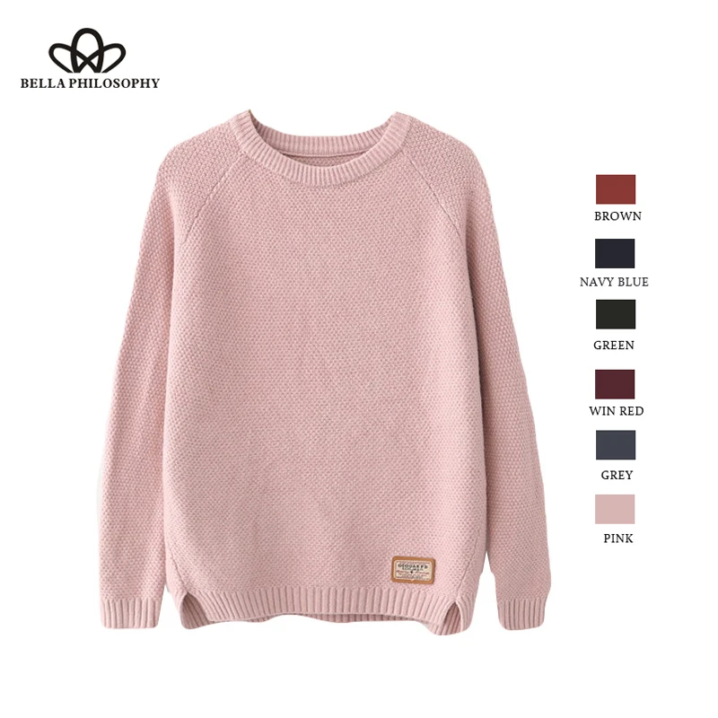 Bella Philosophy Feminina Autumn Winter Harajuku Women Sweater women Pullovers Casual Split Korean Knitwear plus size jumper