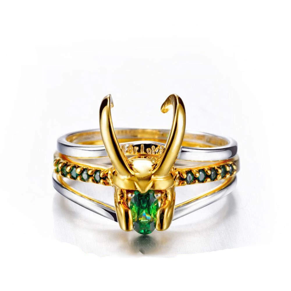 Loki Ring Thor Loki Horns Helmet Matching Rings Set For Women Men Super Hero Cosplay Props Jewelry Trend Charm Gifts 2021 KBR003