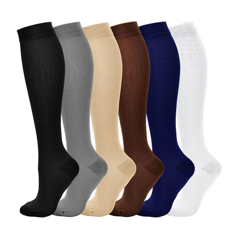 Varicose Vein Leg Relief Pain Knee Socks Pressure Compression Stockings Unisex Solid Color Thigh High Socks Nylon Long Socks New