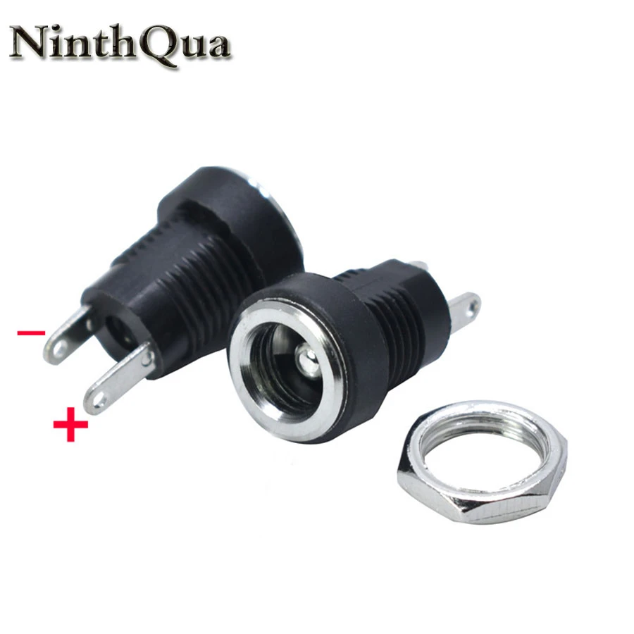 2/5/10pcs 5.5 x 2.1/5.5x2.5mm DC Power Jack Socket Supply Female Panel Mount Connector Plug Adapter 2 Terminal Type DC Connector