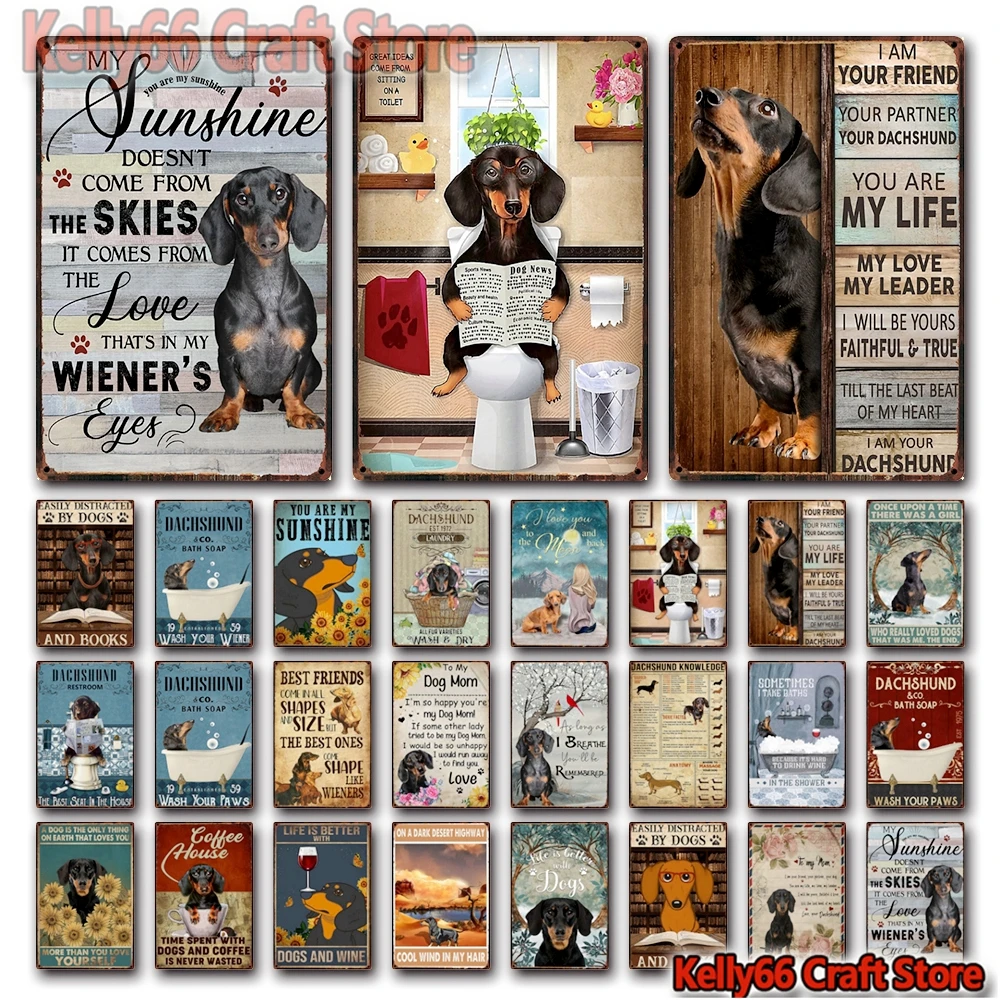 [ Kelly66 ] Pet Dachshund Dog My Friend Bath Soap Book Coffee Tin Art Metal Sign Home Pub Bar Decor Painting 20*30 CM Size Dy203