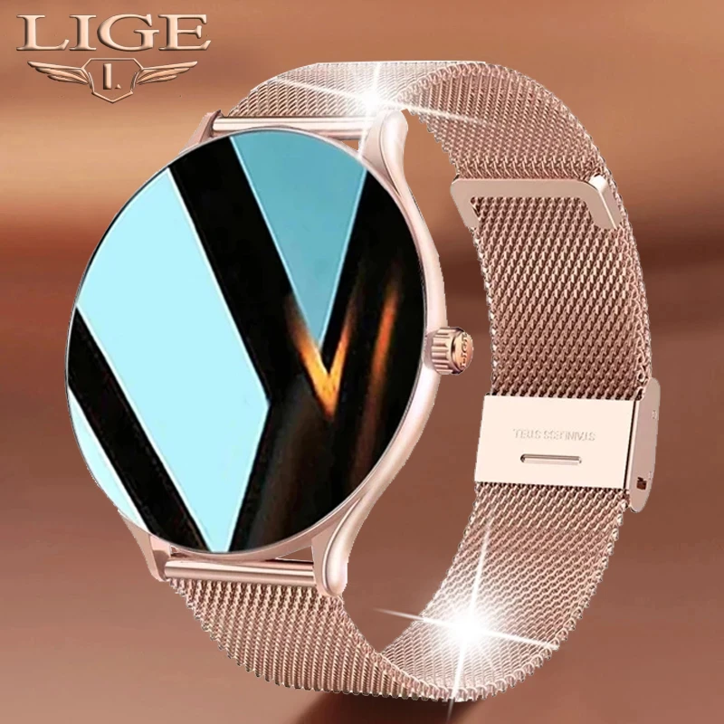 LIGE New Full Circle Touch Screen Luxury Smart Watch Women Smart Wristband Fitness Bracelet Men Heart Rate Waterproof Smartwatch
