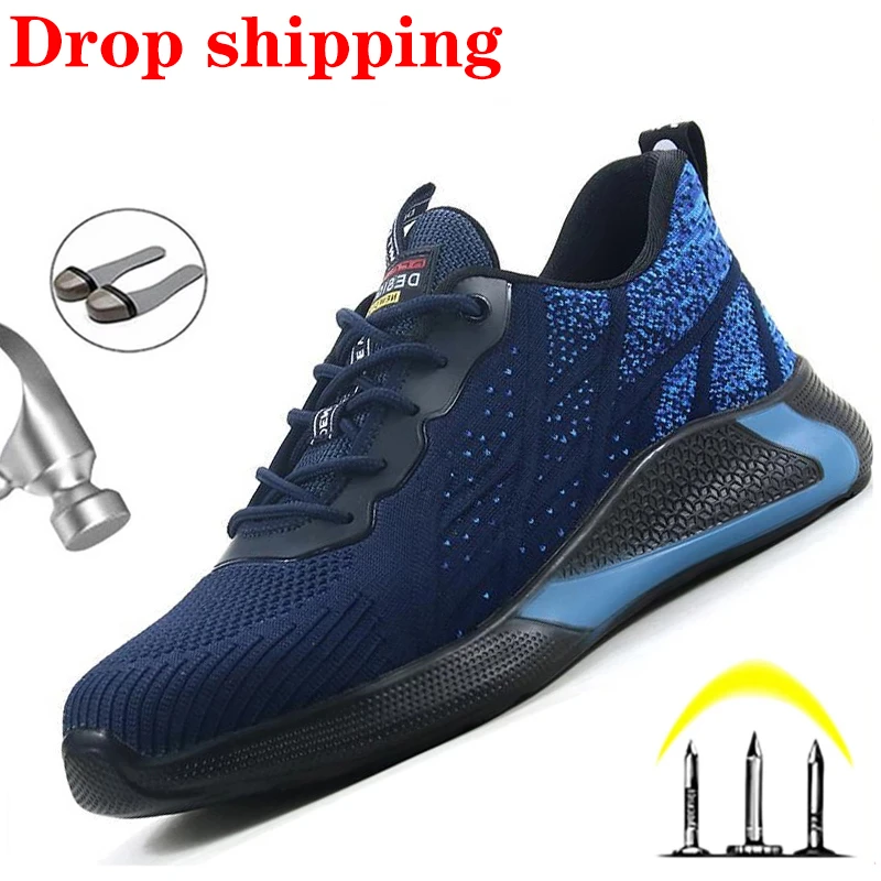 2020 Fashion Steel Toe Shoes Work Safety Shoes Men Work Sneakers Men Boots Anti-Smashing Construction Industrial Shoes Work