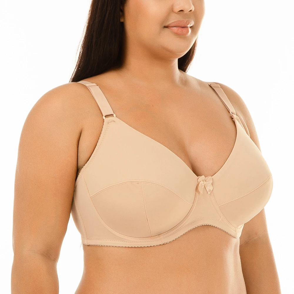 Deep V Push up bra women's underwear full coverage cotton bralette adjusted-straps lingerie Minimizer size 36 38 40 42 44 46 C21