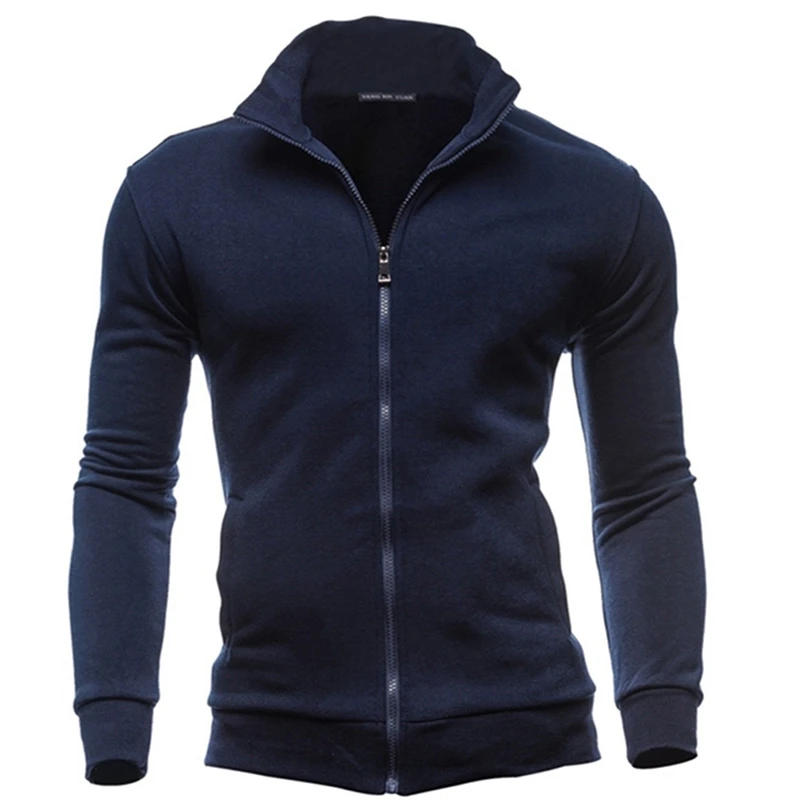 2021 Men Coat Brand Clothing Fashion Zip Stand Collar Man Casual Slim Hoody Sweatshirt Cardigan Zipper Hood Clothing
