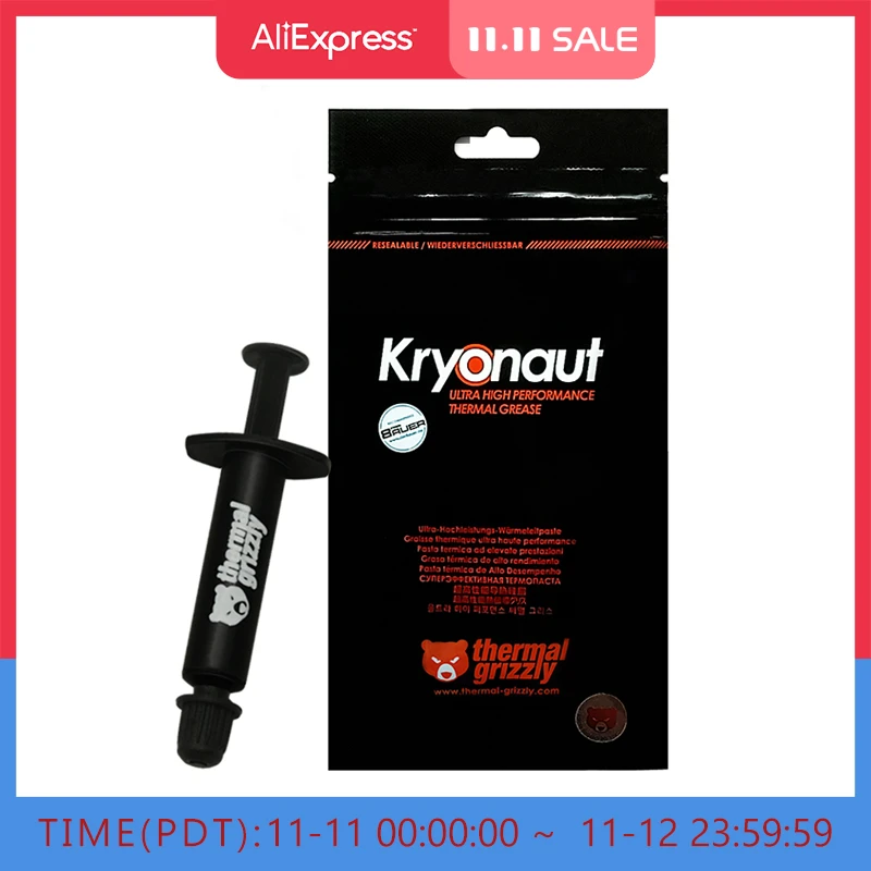 100% Original Germany Thermal Grizzly Kryonaut Paste Cooler Grease 12.5W/m.k Conductive Heatsink Plaster Cooler With Certificate