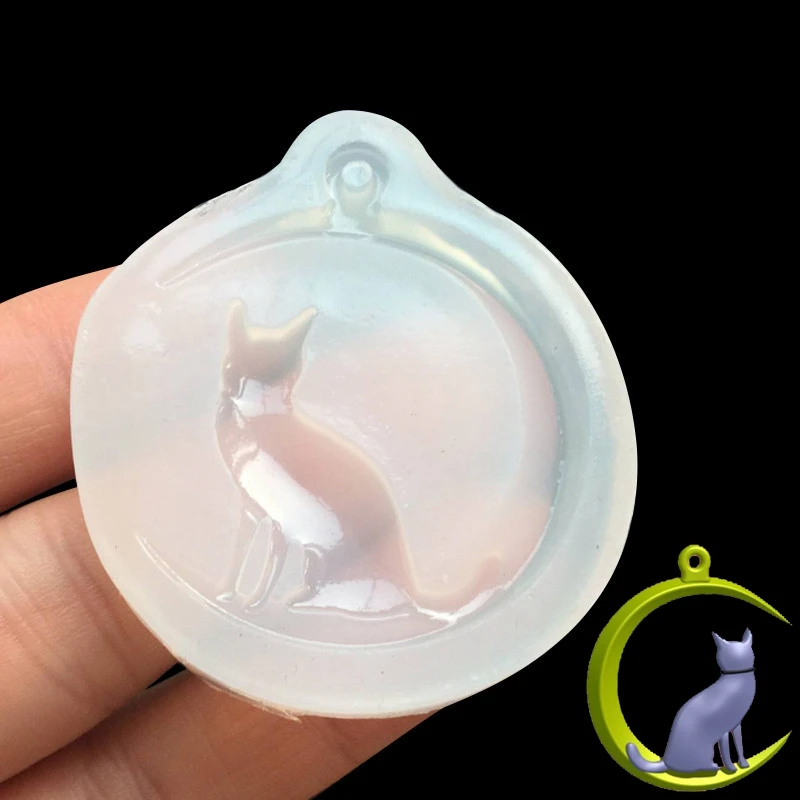 1pcs UV Resin Jewelry Liquid Silicone Mold Moon Cat Resin Charms pendant Necklace Lanugo Mold Resin Molds For DIY Jewelry