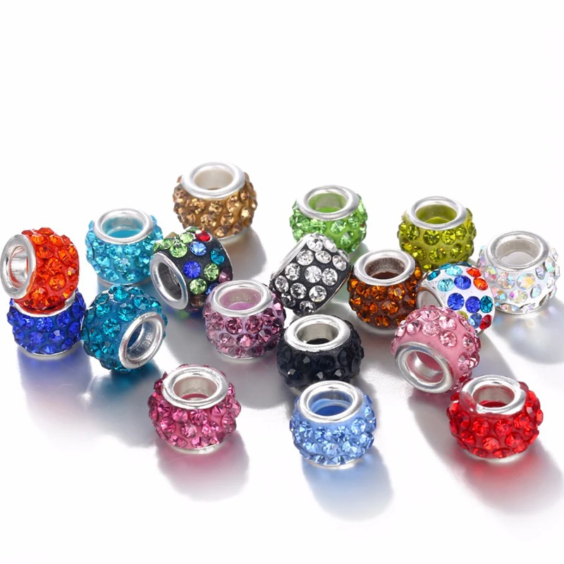 20Pcs Lot 5mm Big Hole Crystal Beads Rhinestone Murano Spacer Charms Fit For Pandora Bracelet Necklace DIY Jewelry Making Women