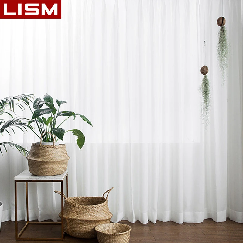 LISM White Sheer Curtains For Living Room Tulle Bedroom Curtains For The Room Window Treatment Finished Voile Drape Decoration