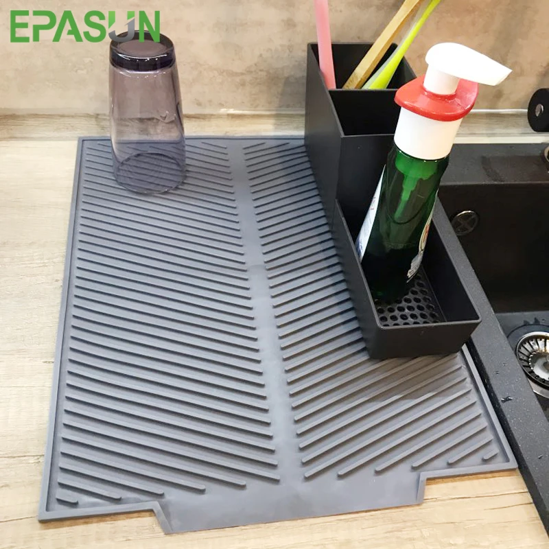 Silicone Square Dish Drying Mat Heat Resistant Draining Tableware Dishwaser Durable Cushion Pad Dinnerware Table Mat Placemat